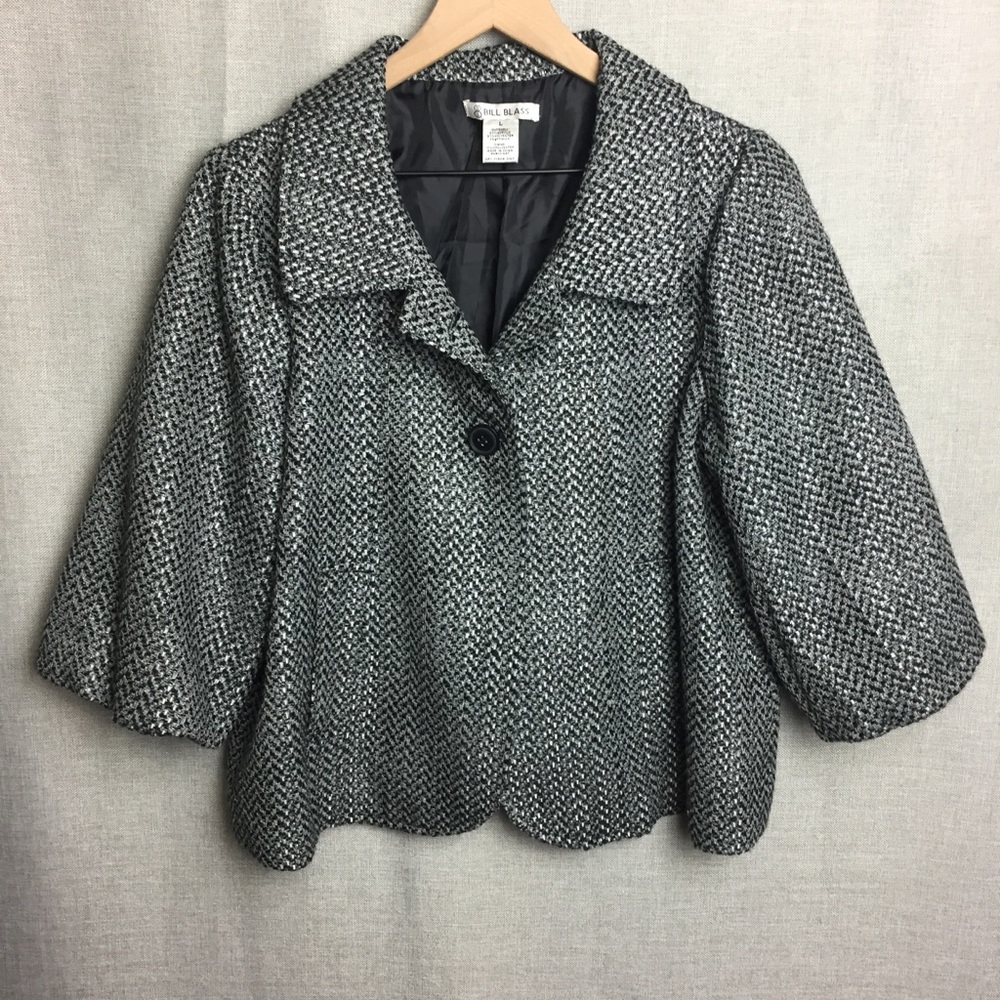 Bill Blass/ 3/4 Sleeve Two Button Swing Coat Sz L - Picture 2 of 7